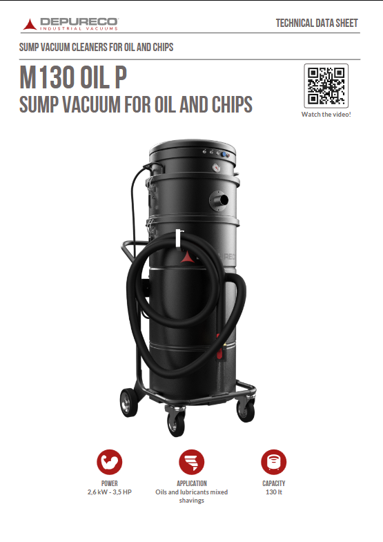 M130 OIL P Sump Vacuum For Oil And Chips 